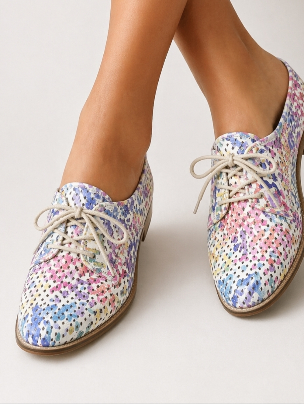 Rollie | Derby Punch Pastel Floral Leather Statement Oxford Shoes